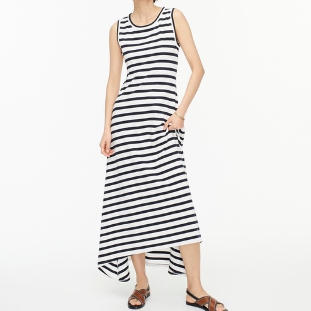 J. Crew Navy And White Striped Sleeveless Maxi Dress Size Small